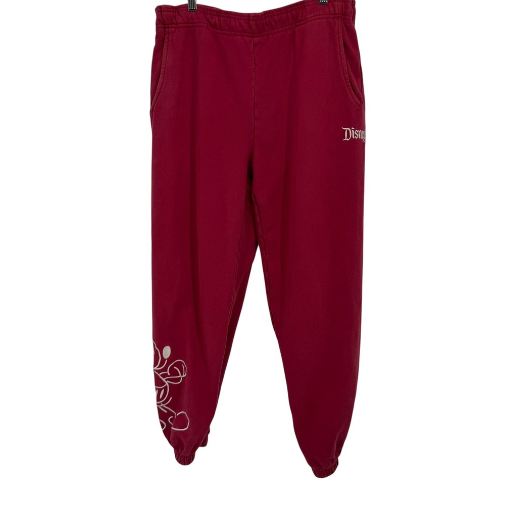Disney Mickey Mouse Red Jogger Sweatpants Unisex Size M‎ Y2K